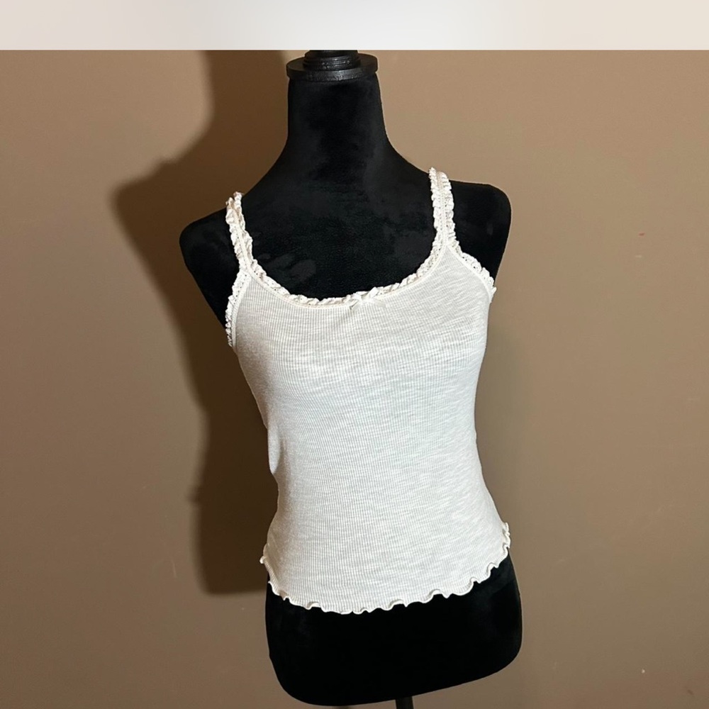 Divided White Ruffled Camisole